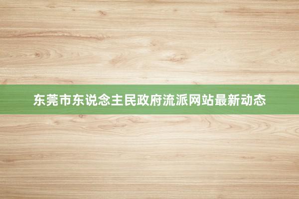 东莞市东说念主民政府流派网站最新动态